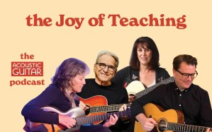 Jane Miller, Happy Traum, Jess Baron, and Sean McGowan with "the joy of teaching" headline