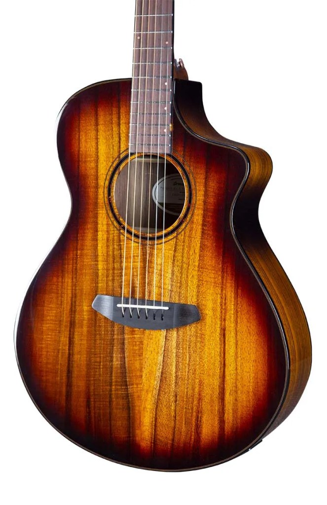 Breedlove Pursuit Exotic S Concert Edgeburst CE acoustic guitar close up