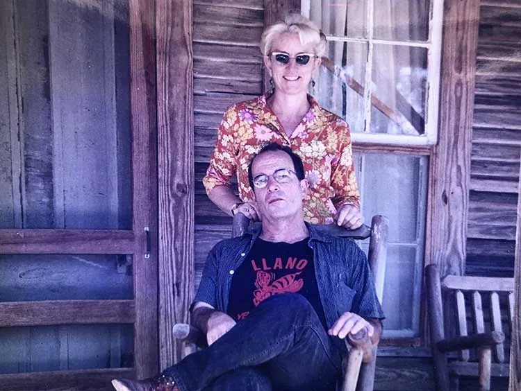 Steve James on the porch with Del Rey