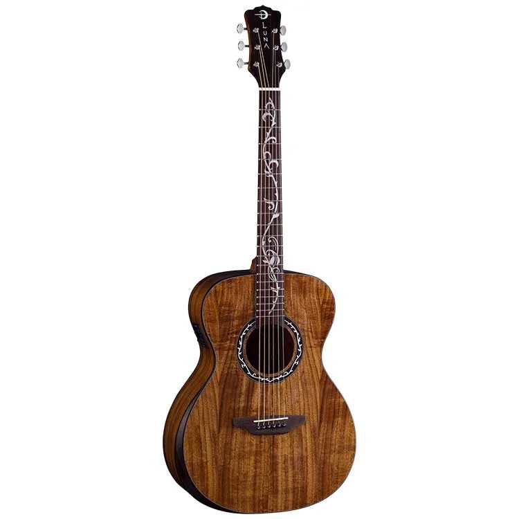 Luna Vineyard Koa Bevel Folk guitar