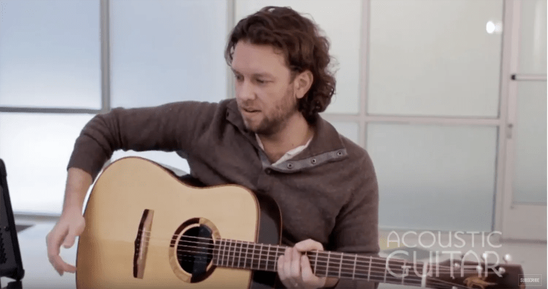Guitarist Justin King explains percussive guitar technique in the Acoustic Guitar studio